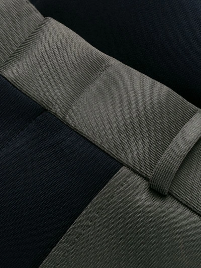 Shop Fendi Contrast Panels Straight-leg Trousers In Blue