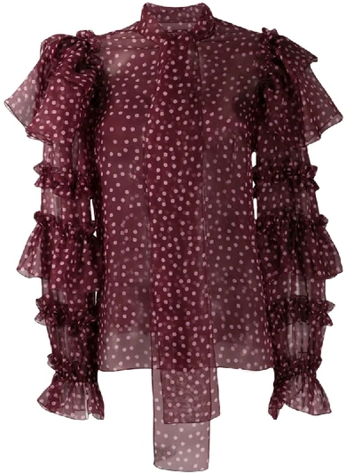 Shop Dolce & Gabbana Ruffle Sleeve Blouse In Pink