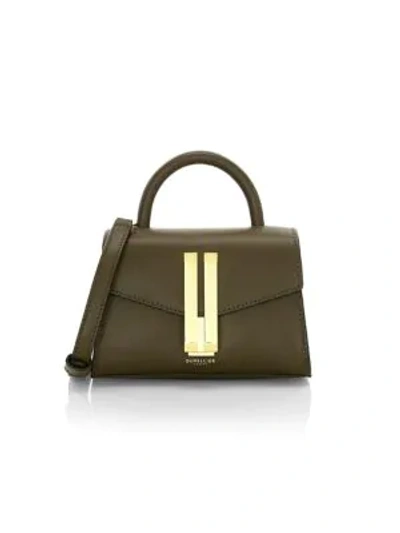 Shop Demellier Nano Montreal Leather Satchel In Olive