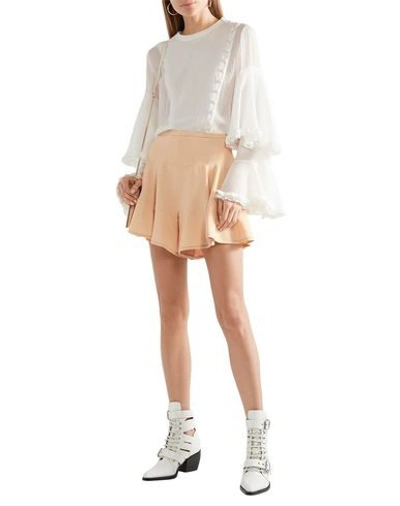 Chloé Woman Shorts & Bermuda Shorts Sand Size 12 Acetate, Viscose In Beige