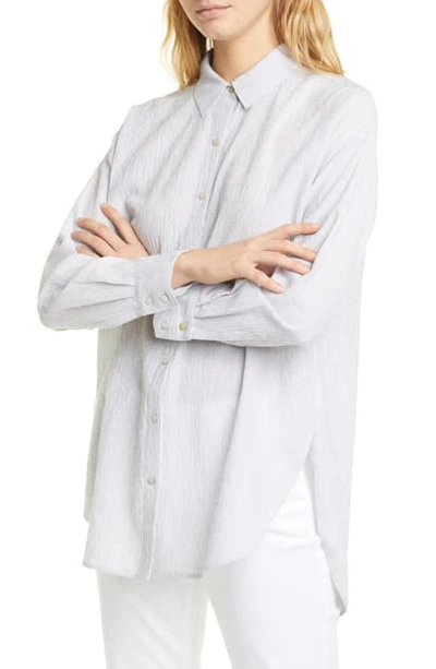 Shop Eileen Fisher Stripe Tencel Lyocell & Organic Cotton Shirt In White