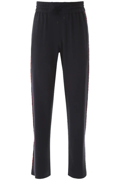 Shop Kenzo Trousers With Side Bands In Blue,red,white