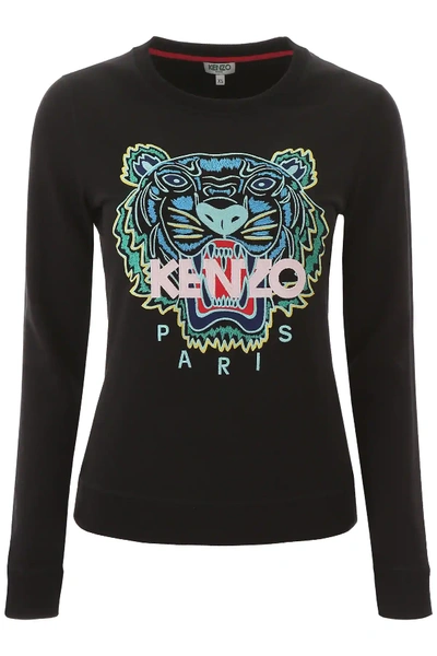 Shop Kenzo Sweatshirt With Tiger Embroidery In Black