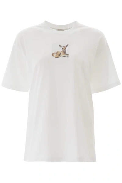 Shop Burberry Baby Deer Print T-shirt In White