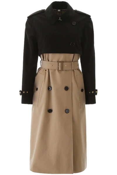 Shop Burberry Deighton Trench Coat In Beige,black