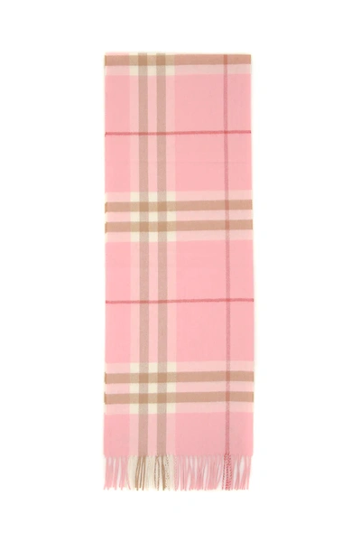 Shop Burberry Giant Check Scarf In Pink,white,beige