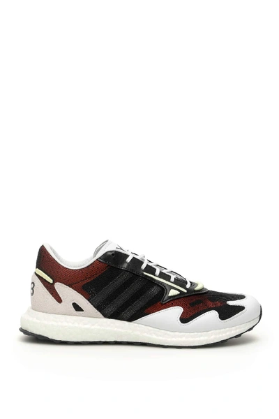 Shop Y-3 Rhisu Run Sneakers In White,black,red