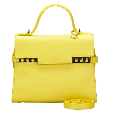 Pre-owned Delvaux Yellow Leather Tempete Medium Satchel