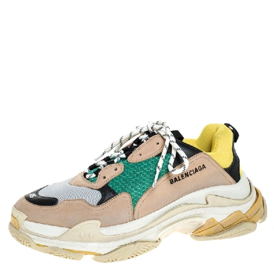 Balenciaga Multicolor Leather And Mesh Triple S Platform Sneakers