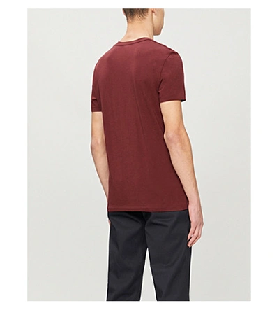 Shop Allsaints Tonic Crewneck Cotton-jersey T-shirt In Maroon Red