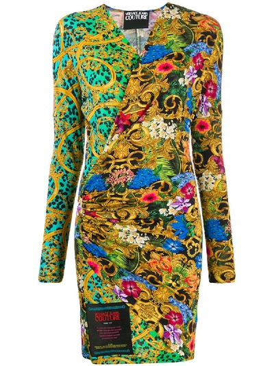Shop Versace Jeans Couture Printed Dress In Multicolor
