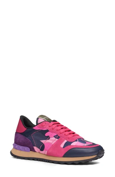 Shop Valentino Rockrunner Sneaker In Multicolor/ Hot Pink