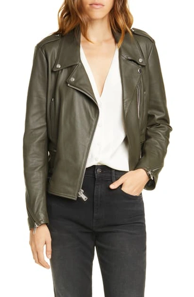 Shop Frame Pch Leather Moto Jacket In Deep Moss