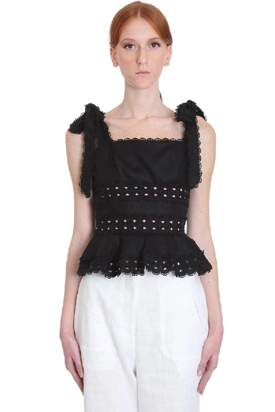 Shop Zimmermann Kirra Tie Shoul Topwear In Black Cotton