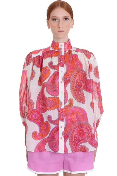 Shop Zimmermann Peggy Billon Blouse In Rose-pink Cotton