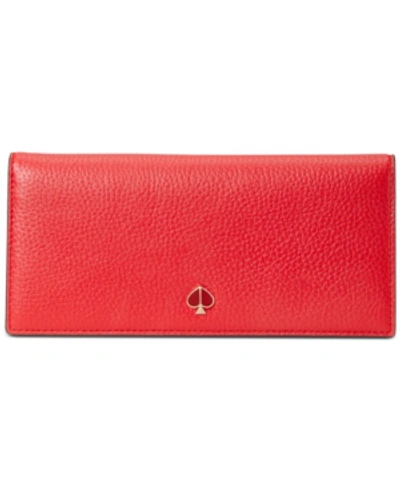 Shop Kate Spade New York Polly Bifold Continental Leather Wallet In Hot Chili/gold