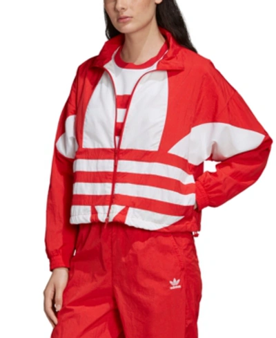Shop Adidas Originals Large-logo Track Jacket In Lush Red/white