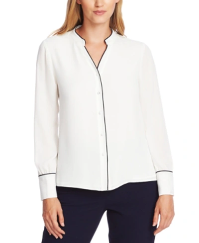 Shop Vince Camuto Contrast-trim Blouse In Pearl Ivory