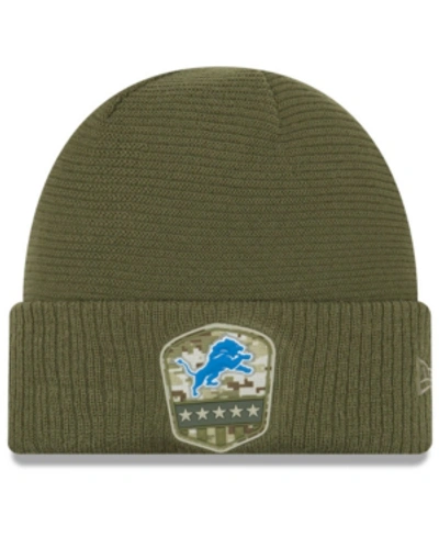 Shop New Era Detroit Lions On-field Salute To Service Cuff Knit Hat In Olive