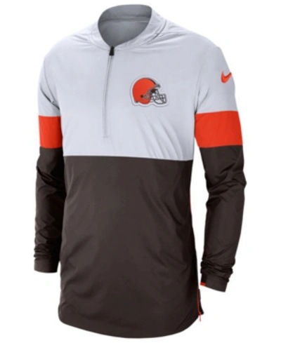 Shop Nike Men's Cleveland Browns Lightweight Coaches Jacket In White/brown/orange
