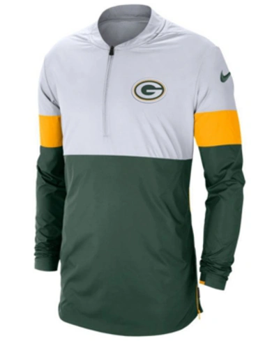 Shop Nike Men's Green Bay Packers Lightweight Coaches Jacket In White/green/yellow