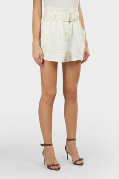 Shop Aje Paperbark Belted Linen Shorts In White