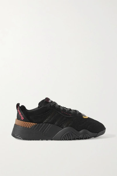 Shop Adidas Originals By Alexander Wang Turnout Suede And Rubber-trimmed Mesh Sneakers In Black