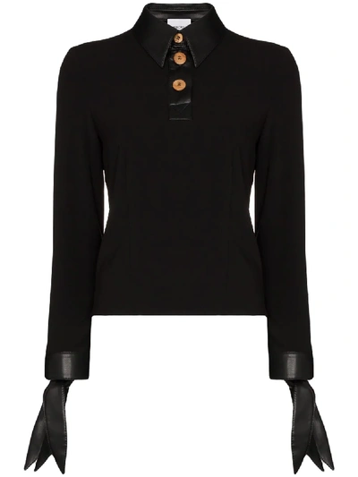 Shop Nanushka Agnes Buttoned Blouse In Black