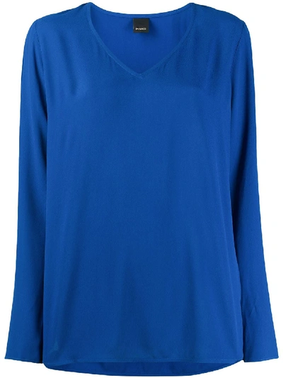 Shop Pinko Plain V-neck Top In Blue