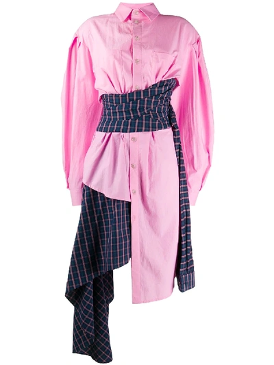 Shop Natasha Zinko Asymmetric Wrap-waist Shirt Dress In Pink