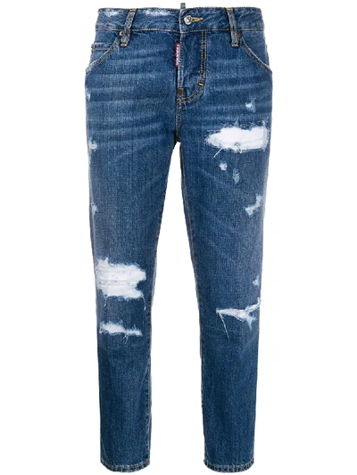 Shop Dsquared2 Beach Cool Girl Cropped Jeans In Blue
