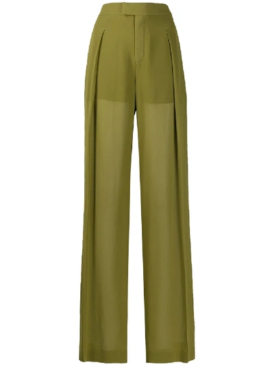 Shop Chloé Tailored High-waisted Trousers In Green