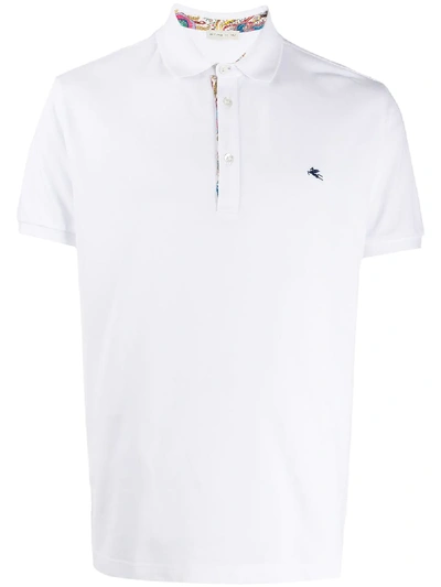 Shop Etro Logo Embroidered Polo Shirt In White