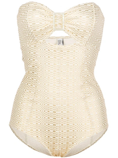 Shop Lisa Marie Fernandez Bandeau Style One Piece In Neutrals