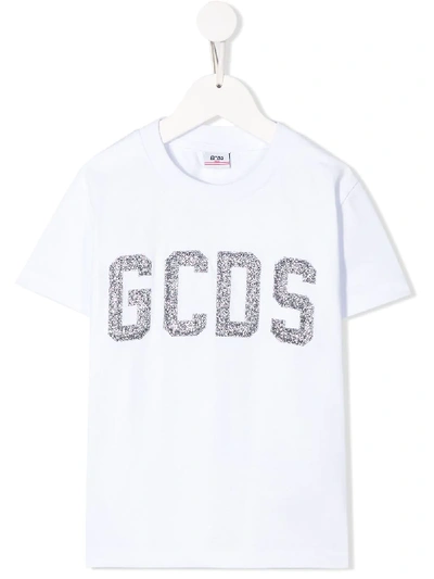 Shop Gcds Glitter Logo Printed T-shirt In White