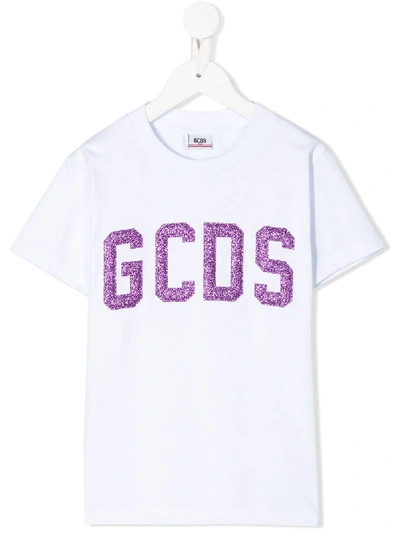 Shop Gcds Glitter Logo T-shirt In White