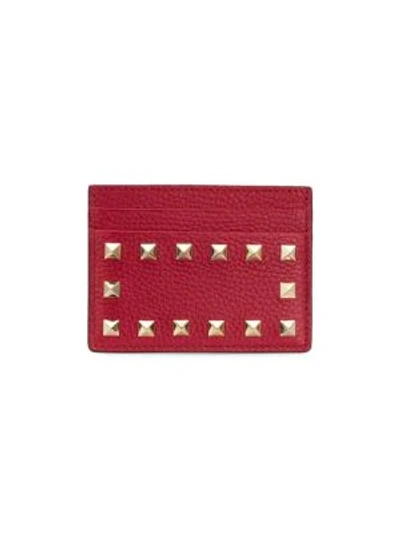 Shop Valentino Garavani Rockstud Leather Card Holder In Pink