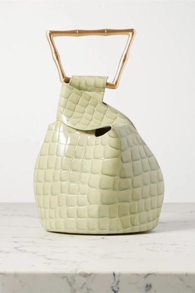 Shop Cult Gaia Astraea Mini Croc-effect Leather Tote In Green