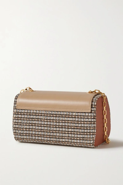 Shop The Volon Po Trunk Tweed And Smooth And Textured-leather Shoulder Bag In Beige
