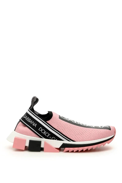Shop Dolce & Gabbana Running Knit Sneakers In Pink,black,white