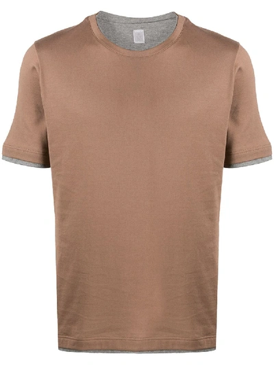 Shop Eleventy Layered Effect T-shirt In Brown