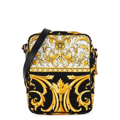Shop Versace Baroque-print Canvas Cross-body Bag In Black