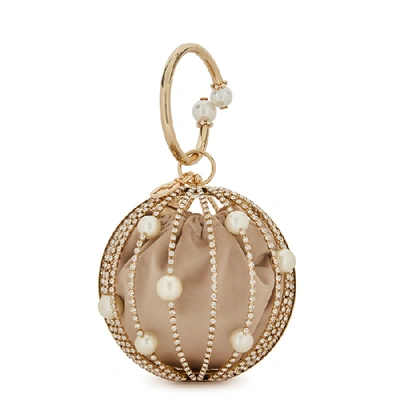 Shop Rosantica Sasha Crystal-embellished Top Handle Bag In Pearl