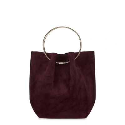 Shop The Row Micro Oxblood Suede Top Handle Bag In Dark Purple