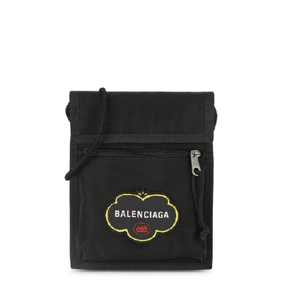 Shop Balenciaga Black Logo-embroidered Cross-body Bag