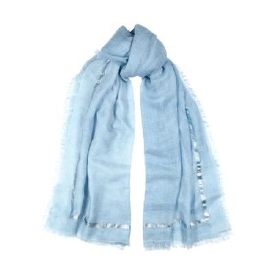 Shop Ama Pure Righino Foil-print Cashmere Scarf In Light Blue