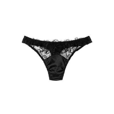 Shop Fleur Of England Signature Black Silk-blend Thong