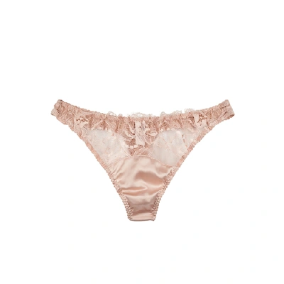 Shop Fleur Of England Signature Blush Silk-blend Thong In Nude