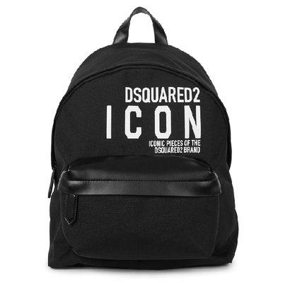 Shop Dsquared2 Icon Printed Canvas Backpack In Black