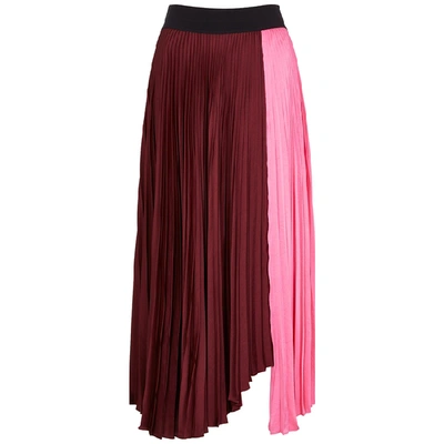 Shop A.l.c Grainger Pink And Burgundy Satin Skirt